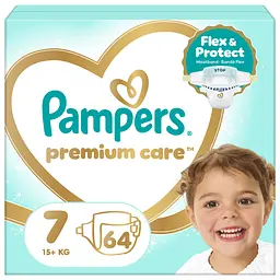 Підгузки Pampers Premium Care Розмір 7 15+ кг 64 шт (8006530260145) - мініатюра 1