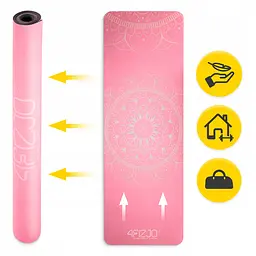 Килимок (мат) спортивний 4FIZJO замша 183 x 61 x 0.15 см для йоги та фітнесу Pink (P-5905973404419) - мініатюра 7