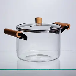 Каструля скляна Yiwu HP-34-109 4.5 л з кришкою, діаметр 20 см, боросилікатне скло для готування - мініатюра 4