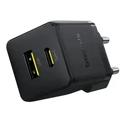 МЗП Baseus Palm Fast Charger Type-C+USB 20W + Cable Type-C to Type-C P101111608113-01 Black - мініатюра 3