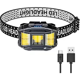 Акумуляторний налобний ліхтар Headlight HC-618S 5 режимів роботи сенсорне управління Пластик IPX6 Чорний