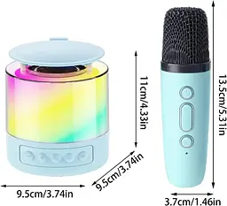 Портативна акустична колонка K19 з Bluetooth та LED-підсвічуванням для караоке бірюзовий - мініатюра 4