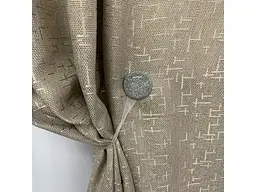 Льняні мармурові блекаут штори бежевого кольору 2шт. 150х270 з білим шифоновим тюлем 400х270, на тасьмі ALBO pbe0052666 - мініатюра 3