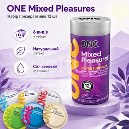 Презервативи ONE Mixed Pleasures Adventure Pack 12 шт набір асорті SensaTex