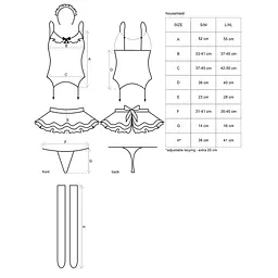Еротичний костюм покоївки зі спідницею Obsessive Housemaid 5 pcs costume S/M, black, топ, спідниця, стринги, пов'язка на голову, п - мініатюра 7