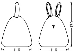 LEDVANCE Cвітильник нічник з акумулятором NIGHTLUX TOUCH Rabbit 2.5Вт 100Лм 1200мА•год RGBW USB-A > microUSB білий - мініатюра 3