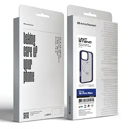 Чехол для Apple iPhone 16 Pro Max, Unit Stand, синий, MagSafe, противоударный защитный чехол-панель с подставкой, поддержкой магнитных держателей и беспроводной зарядки, защита всего корпуса, силикон + поликарбонат, ArmorStandart (ARM78737) - мініатюра 2
