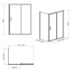 Душова кабіна Cersanit Zip 120x90 S154-004, прозорий, хром - мініатюра 4