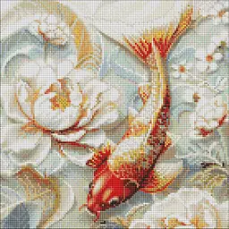 Алмазна мозаїка "Кої в квітаx" art_selena_ua Ideyka AMO20240, 40х40см