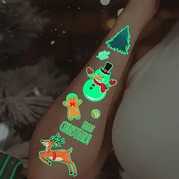 Набір тимчасових тату Різдво №2 kids-tatto-set10-2-christmass, що світяться, 12 х 7 см - мініатюра 5