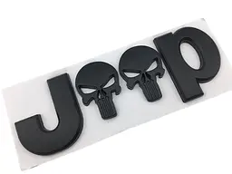 Емблема напис JEEP 135х45 мм Чорна метал на скотчі (Завод)
