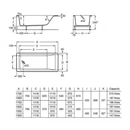 Ванна акрилова Roca Easy в комплекті з ніжками 150x70 A248196000 - мініатюра 2