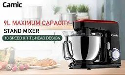 Кухонний комбайн Camic міксер тістоміс металевий 9 л SM-1571N 1800Вт Black Red - мініатюра 3