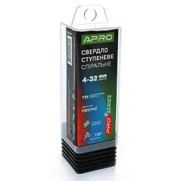 Свердло ступеневе спіральне Apro PRO 4-32 мм сталь HSS/M2 титанове покриття 30412 - мініатюра 3