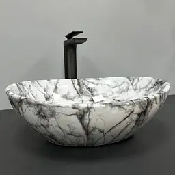 Умивальник VBI Parma statuario black veins накладний VBI-011009, Сірий - мініатюра 2