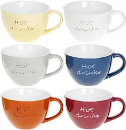 Набір 6 керамічних кухлів "Hot Drinks", яскраві Bona 11,5х7,6 см kuh0007681