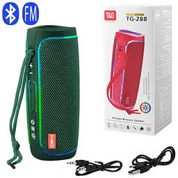 Портативна бездротова Bluetooth-колонка з LED-підсвіткою TG288 Темно-зелена - мініатюра 2