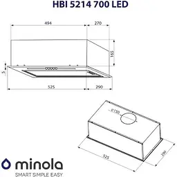 Витяжка вбудована Minola HBI 5214 I 700 LED - мініатюра 10