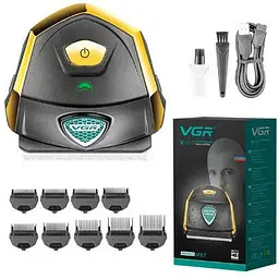 Чоловічий акумуляторний тример VGR V-910 з 9 насадками дисплеєм машинка для стрижки IPX7 10 Вт