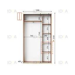 Шафа-купе Idea серія 5 120 x 45 x 210 см Дуб сонома Дзеркало - мініатюра 2