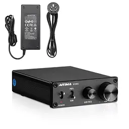 Підсилювач звуку AIYIMA A1001 black + блок живлення 24V Bluetooth 5.0, AUX, 50Wx2+100W