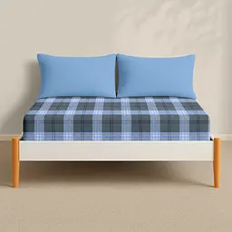 Простирадло Cosas на резинці фланель 100х200 nordic check, синій (Flannel_NordicCheck_100x200x20) - мініатюра 3
