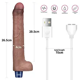 Вібратор - Real Softee Rechargeable Silicone Vibrating Dildo 10.5" - мініатюра 3