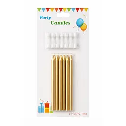 Свічки для торта хром золоті 12 шт — святкові декоративні свічки на день народження
