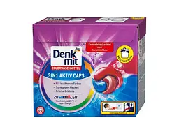 Капсули для прання DENKMIT 22шт Кольорових речей 3в1 Aktiv Caps