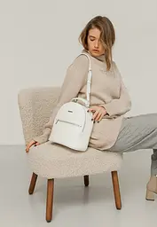 Шкіряний жіночий міні-рюкзак Kylie білий - мініатюра 7
