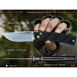 Ніж складаний кишеньковий Ruike P856-B, (7.9 см) 14C28N / G10 чорний - мініатюра 11