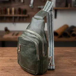 Стильна слінг сумка для жінок з екошкіри Vintage 22745 зелена