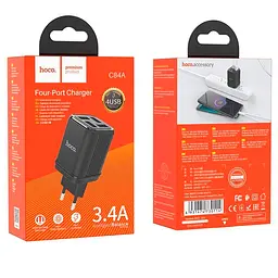 Мережевий зарядний пристрій 4USB Hoco C84A 3.4A Black - мініатюра 3