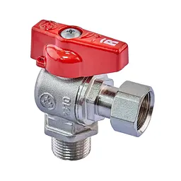 Кран кульовий Roho R116-050 -1/2"x1/2" Вз кутовий Н/Г, ручка "метелик" червона RO0235