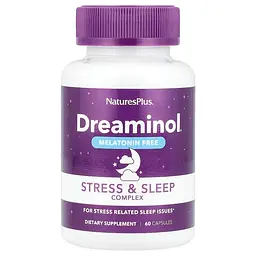 Комплекс для сну без мелатоніну Natures Plus Dreaminol Stress & Sleep Complex Melatonin Free,, 60 капсул