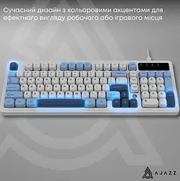 Провідна ігрова клавіатура Ajazz AF-GB-98 USB White-Blue - мініатюра 12