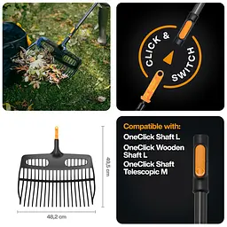 Багатофункціональні граблі 3-в-1 Fiskars OneClick 48 см (1080681) - мініатюра 2