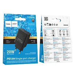 Сітчасте зарядне пристрій HOCO CS93A Leader single port PD20W charger Чорний - мініатюра 2