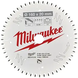 Диск пиляльний по алюмінію Alu PFTE MILWAUKEE, діаметр 160х20х2,2мм, 52 зуб.