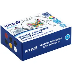 Фарби акрилові для тканини Kite Creative 6 кольорів 20 мл (K-277)