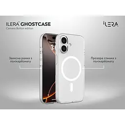 Чохол iLera GhostCase Camera Button with MagSafe для Apple iPhone 17 Transparent (ILGCAClCaBk17) [150392] - мініатюра 5