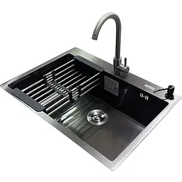 Комплект мийка + змішувач Romzha Arta U-650S Max BL (A)