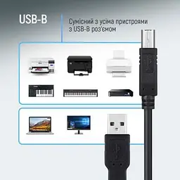 Кабель для принтера ColorWay USB 2.0 AM/BM 3.0m black (CW-CBUB073-BK) - мініатюра 10