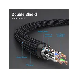 Патч-корд 0.5м, S/FTP cat 8 RJ-45 COPPER black Vention (IKGBD) - мініатюра 5