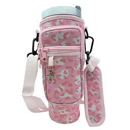 Чохол-сумка для термокухля Stanley Quencher 1,18 л з ремінцем, захисний кейс для кухля, рожевий леопард KT7001316