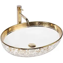 Умивальник Rea Margot white gold накладний REA-U9650, Золотий