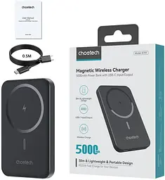 Павербанк Choetech Magnetic Wireless Black 5 000 mAh / 15 Вт (B709-CCBK) - мініатюра 2