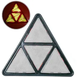 Катафот Трикутний Пластик 175 x 155 x 12 мм (з рамкою та гвинт) Білий 1 шт. (YUCE YP-35)