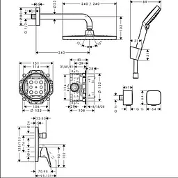 Душова система прихованого монтажу Hansgrohe Crometta E 240 1jet Logis Chrome 27957000, Хром - мініатюра 3