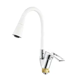Змішувач для кухні з силіконовим виливом Zerix Yut 181 Reflector White ZX5985, Хром